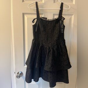Trixxi Black Alt Tiered Thin Strap Lace Jacquard Dress Size Medium